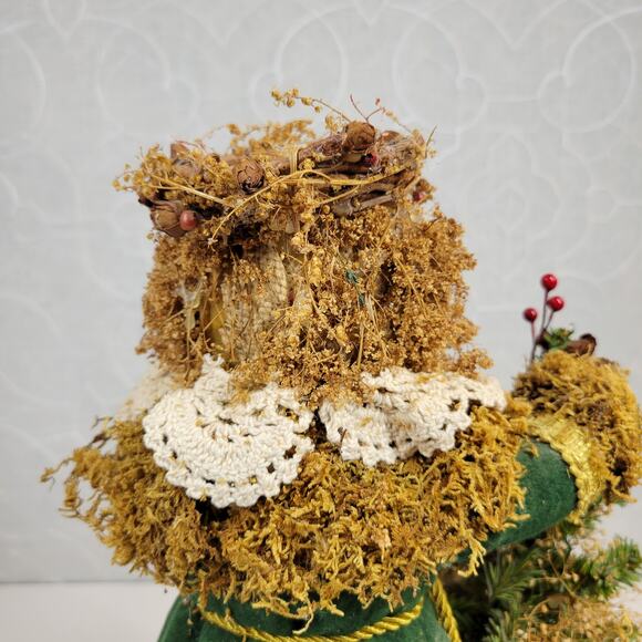 VINTAGE Folk Santa Claus 12" Green Holiday‎ Christmas Rustic Decoration Figure - Picture 6 of 14
